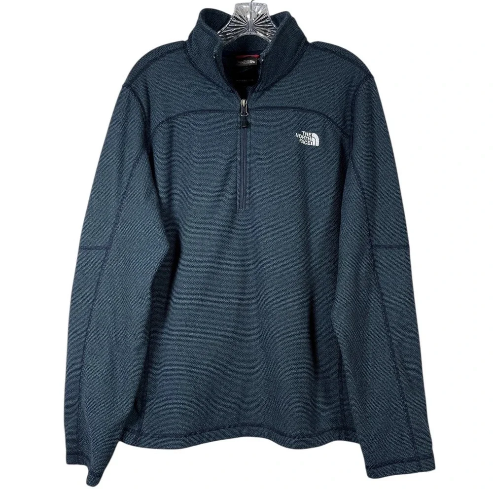 The North Face Sz M Men's 1/4 Zip Fleece Pullover‎ Blue Green Textured Cap Rock